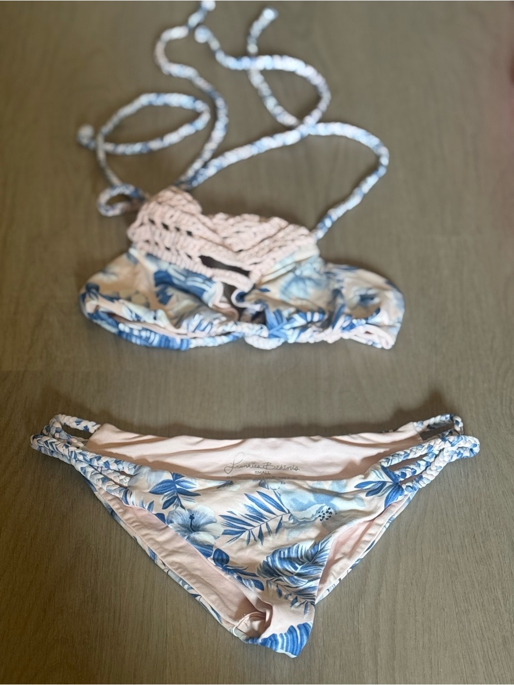 Frankie’s Bikinis Pink and Blue Floral Bikini Set